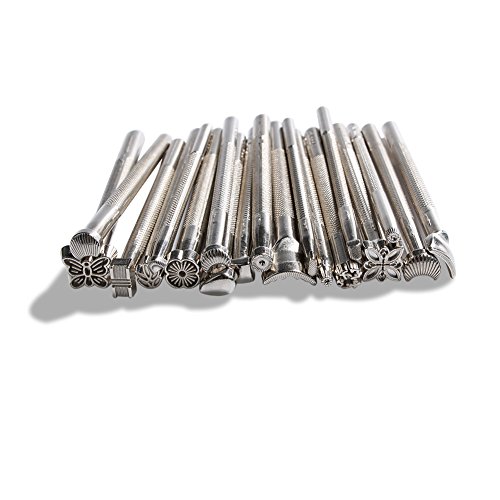 Leder neues heißes 20pcs DIY Leder arbeiten Sattel, die Werkzeuge Schnitzen Leder Briefmarken handgemachte Kunst-Werkzeuge(Silber) - 5