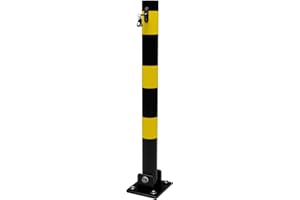 STREETWIZE ACCESSORIES Streetwize – [Heavy Duty] Driveway Folding Round Parking Post, Includes Locks and Bolts – Parking Barrier Anti Theft Security Post Bollard (SWWL8)