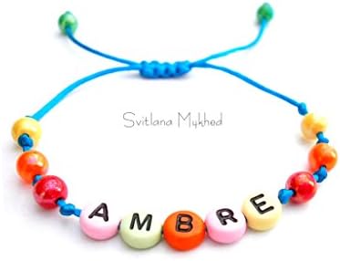 Bracelet name surname initial message "AMBRE" (reversible, customizable) man, woman, child, baby, newborn