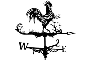 Haptufer Outil de Mesure de la Cour D'Indicateur de Direction du Vent de Girouette en Acier Inoxydable de Ferme pour Le Support d'animal de Coq ExtéRieur