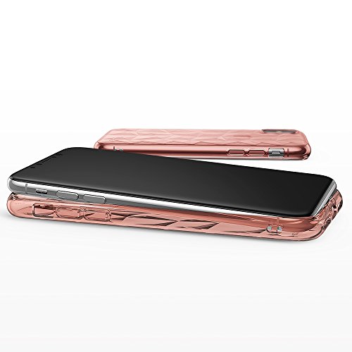 Funda Apple iPhone X Ringke  AIR PRISM  TPU con Dise  o 3D Texturizado de Genial Elegante con Patr  n de Diamante Flexible Como Una Joya para Apple iPhone X - Rosa Rose Gold Crystal