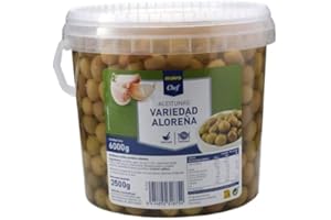 MAKRO CHEF VARIEDAD DE ACEITUNAS (Chef Aceituna partida aloreña al natural, Cubo de 3500gr.)