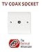 Price comparison product image TV COAX SINGLE AERIAL WALL SOCKET WALL PLATE FLY LEAD BEVELED