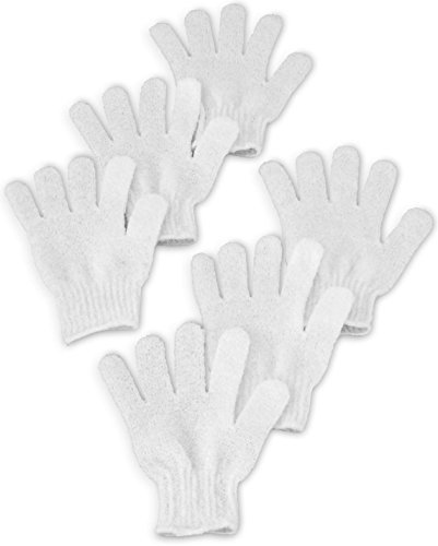 Exfoliating Bath Shower Gloves, Deep Body Scrub Mitt Removes Dead Skin, Stimulates Circulation, Firms Skin, Reduces Wrinkles, Scars, Cellulite and Stretch Marks. 3 Pairs, By Christina Moss Naturals.