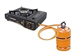 cocinas portatiles camping Jacar Cocina gas saturnia a cartucho con maletin. - cocina portátil. - encendido piezoelectrico - funciona con cartuchos de gas butano con sistema de acoplamiento. - para cartuchos de 250 g. - cartucho de gas de liberación rápida. - incluyen malentin para su comodo transporte. - estructura de chapa esmaltada. - bloqueo de segurdidad. - ideal para jardin, terraza, camping, y cuando falte el suministro electrico