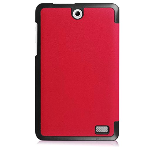 TIODIO® Für Acer One 8 B1-850 Hülle Case-Ultra Dünn Tri-Fold Smart-Muschel PU Leder Ultra Schlank Superleicht St?nder Smart Shell Cover Schutzhülle Etui Tasche, Reinigungstuch und Stylus enthalten, Rot - 2