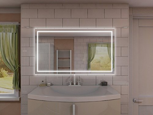 Badspiegel mit Beleuchtung Aurora M215L4: Design Spiegel für Badezimmer, beleuchtet mit LED-Licht, modern – Kosmetik-Spiegel Toiletten-Spiegel Bad Spiegel Wand-Spiegel - 4
