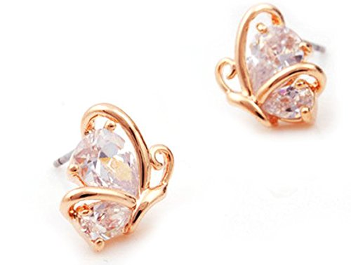 Lily Jewelry - Orecchini da Donna, Motivo Farfalla, Cristalli di Swarovski Elements e Oro Rosa, Colore: Oro Rosa, cod. Lily-Butterfly-4