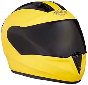 Steelbird SA-1 Glass Aeronautics Full Face Helmet with Smoke Visor (Matt Yellow, Medium)