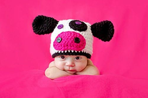 Newbron Baby Photo Photography Prop Crochet Knitted Costume Cute Animal Cow Hat Caps By Xselector