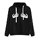 Produktbild Amoyl Damen Kapuze Sweatshirt Langarm Mode Hand Druck Streetwear Sportbekleidung Teenager Mädchen Shirt (Schwarz, L)