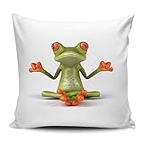 Funda de cojín/almohada de 40 x 40 cm - Diseño: 3d Rana haciendo yoga/meditation| 001