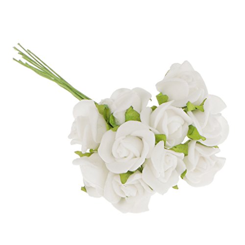 Gazechimp Blumenstrauß / 100Pcs Mini Künstliche Rosen Rosenköpfe Blumen Hochzeit Vase Tisch Dekor - Weiß, 10cm