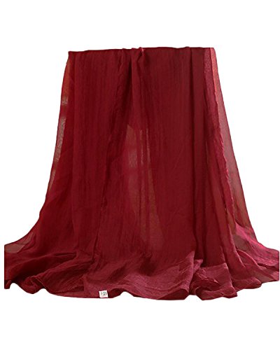Auxo Bufanda Mantón Chales Velo de Gasa Mujer Scarf Elegante Coloeres Vino Rojo ES /ASIA One size fits all