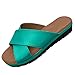 Produktbild Bequeme Römische Sandalen für Damen, Sannysis Flach Sandaletten Clogs Flip Flops Schuhe Hausschuhe Leder Peeptoe Sommer Grün 40