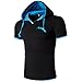 Produktbild Herren Bluse,feiXIANG Herren Hooded Freizeit Kurzarm T-shirt (XL, Blau)