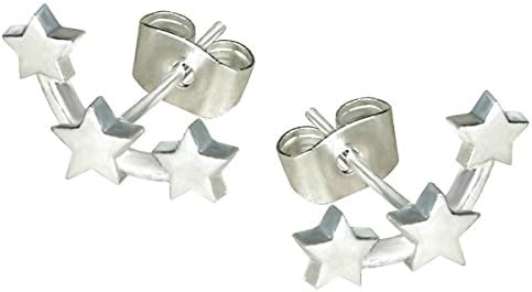 Three Stars Constellation Novelty Ear Climbers Crawlers Sweep Cuff Silver Colour Inline Small Stud Earrings