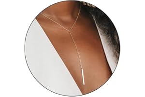 FUNEIA Kette Gold Damen 14K Vergoldete Modeschmuck Kette Lang Y Kette mit Herz Perlen CZ Anhänger Wasserfeste Verstellbare Ankerketten Tropfen Halskette Gold für Frauen Schmuck
