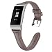 Produktbild Für Fitbit Charge 3 Armband,Colorful Luxus Leder Armbänder Wrist Strap Uhrarmband Unisex Ersatzband mit Edelstahlschließe für Fitbit Charge 3 (5.5''-8.1'', Grau)