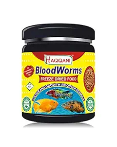 Haqqani Bloodworms Freeze Dried Fish Food, 45 gm | Bloodworm Fish Food | for Saltwater and Freshwater Fishes |