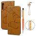 Produktbild ToneSun Samsung Glaxy A7 2018 Hülle Case, Leder Filp Wallet Handyhülle Flipcase: Großer Schmetterling Multifunktionale Tasche Cover Brieftasche Schutzhülle in Orange + Stöpsel + Stylus