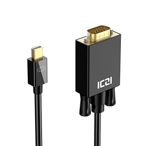 ICZI Mini DisplayPort auf VGA (Adapter) Kabel, Male to Male Vergoldet 1080p Mini DP (Thunderbolt) auf VGA Konverter für MacBooks, MacBook Air, Lenovo Thinkpad und Mehr, Schwarz (1m)