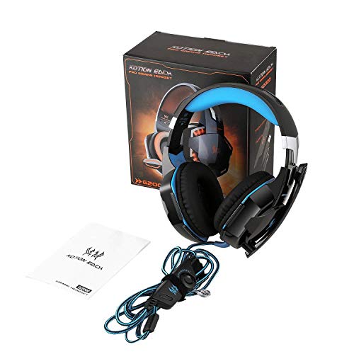 Tsing Auriculares Cascos Gaming de Diadema Abiertos Est  reo con Micr  fono para PC Computadoras  Negro Azul 