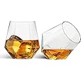 DOMINGO HUB® Crystal Diamond Whiskey Glasses 310 ML, Set of 2 Unique Crystal Rocks Whiskey Glasses for Scotch, Bourbon, Vodka, Liquor, Wine, Juice, Hexa Shape Whisky Glasses