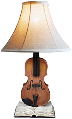 AJZGF Nordic creative lamp American country resin table lamp European garden living room bedroom violin desk lamp button switch E27 Table lamp