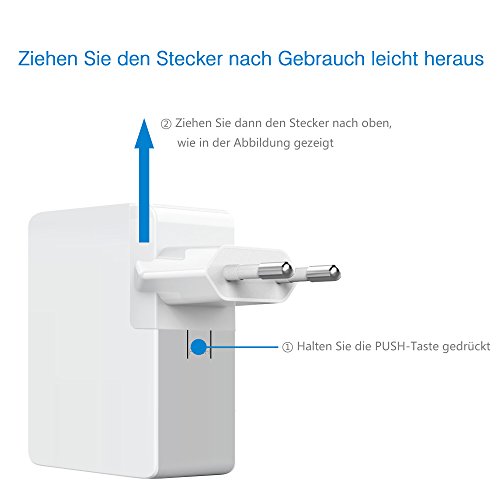 JZBRAIN USB Ladegerät mehrfach mit 4 Ports 5V 5A USB Reise-Ladegerät Universal mit 4 Fach Adpatateur Abnehmbarer US UK EU AU USB Multi-Ladegerät für iPad, iPad mini iPhone Samsung Handy Smartphone Tablet (UL-Zertifiziert) - 6