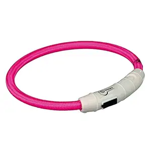 TRIXIE Glow Dog Collars Safety Flash Light Ring with USB (Pink) (L-XL)