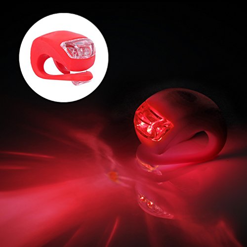 Neu 2 LED Silikon Clip-On FahrradBeleuchtung Bicycle Bike Leuchten 1 Weiße und 1 Rote Leuchte - 8