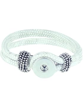 Soleebee auswechselbare Legierung Leder Armband Wickelarmband passt 18mm Click Button