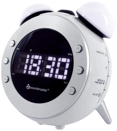 Soundmaster UR140WS - Despertador (LCD, 14 cm, 9,6 cm, 9,6 cm, CR 2032, 230V) Color Blanco