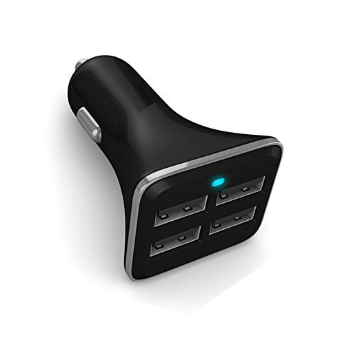 MMOBIEL Caricatore per auto a 4 porte super veloci potente da 35 Watt incluso di indicatore di energia LED uscita (output) da 5V / 6.8A