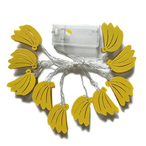 Penfly1m 10LEDs Decorative Metal Banana Fairy Night Mood Light Romantic Lamp for Home Indoor Bedroom Babyroom Children Wedding Party Festival Décor Warm White Light Color