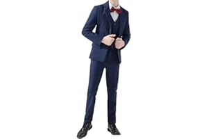 GUOCU 5 Piece Boys Suits Set Little Boys Gentlemen Outfits Kids Formal Clothing Set Wedding Pageboy Party Prom Suit Christening Clothes Set Blazer Long Sleeve Shirt Waistcoat Trousers Bowtie