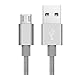 Produktbild Samsung Galaxy Xcover4 Stark verstärktes Nylon geflochtenes 1 Meter Schnelles Aufladen Micro USB Datenkabel / Aufladen / Sync / Übertragen von Bleikabel - [Metallverbinder] Grey Grey Silver / Silber