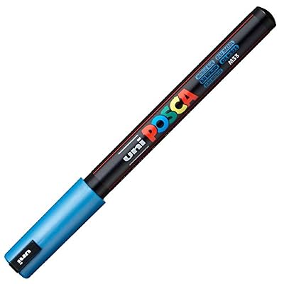 Uni-Ball Posca Marqueur Pointe ogive Ultra fine - Métallique Bleu