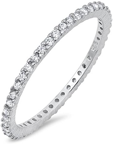 Choose Your Color Sterling Silver Thin Eternity Ring