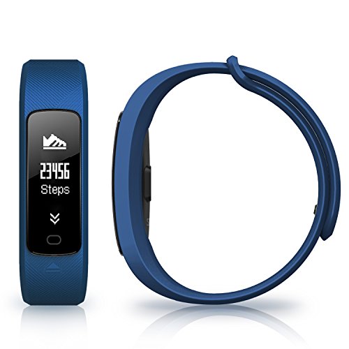 MYPIN Fitness Tracker d'Activté Pression artérielle tracker de fitness de rythme cardiaque dynamique + Météo + Température Suivi de la santé Surveillance de la fréquence cardiaque et du sommeil (Bleu)
