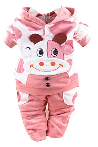 Autumn Baby Boys Girls Cotton Cow Pattern Long Sleeve hoodie Top + Long Pants Outfit Set