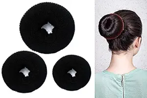 AASA 3Pcs Combo of Bun Maker Hair Donut Juda Accessories for Hair for Girls and Women (Black) 20Grams Pack of 1 (M-1)