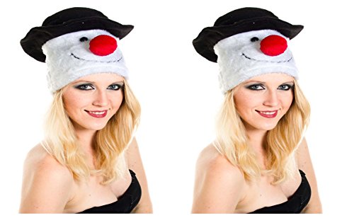 Preisvergleich Produktbild 2 er Set Weihnachtsmütze Nikolausmütze Schneemann Gesicht Santa Nikolaus Mütze Weihnachtsmann X46