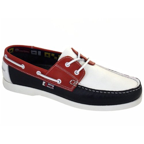 Beppi Ladies Portuguese Made Leather Deck Shoes Red/White/Blue, Red/White/Blue, 8 UK