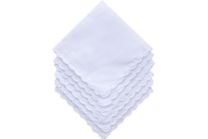 FSSTUD Fazzoletti quadrati in cotone bianco, 5 pezzi, fazzoletti morbidi smerlati ricamati, fazzoletti da matrimonio per donne e ragazze