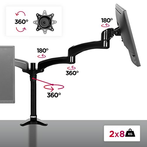 Duronic DM452 Monitor-Tischhalterung für zewei LCD/LED Computer Bildschirme / Fernsehgeräte mit Neig, Schwenk und Rotierfunktion - 6