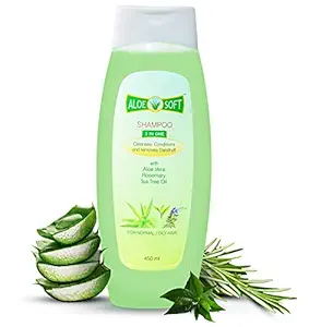 Aloe Soft 3 in 1 Shampoo for normal/oily hair with Aloe Vera, Rosemary & Tea Tree Oil (450 ml)