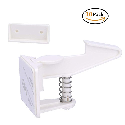 Preisvergleich Produktbild meljj Schrankschloss Kindersicherung 10 Packungen Kinderschrank Schrank Verriegelungen Schrank Schlösser für Babysicherung, unsichtbar und sicheres Design, kein Werkzeug oder Bohren erforderlich (weiß) Kindersicherung