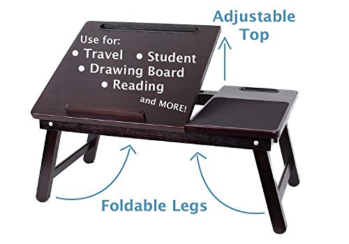 Sofia + Sam Multi Tasking Laptop Bed Tray | Supports Laptops Up To 18 Inches (Walnut) - 2